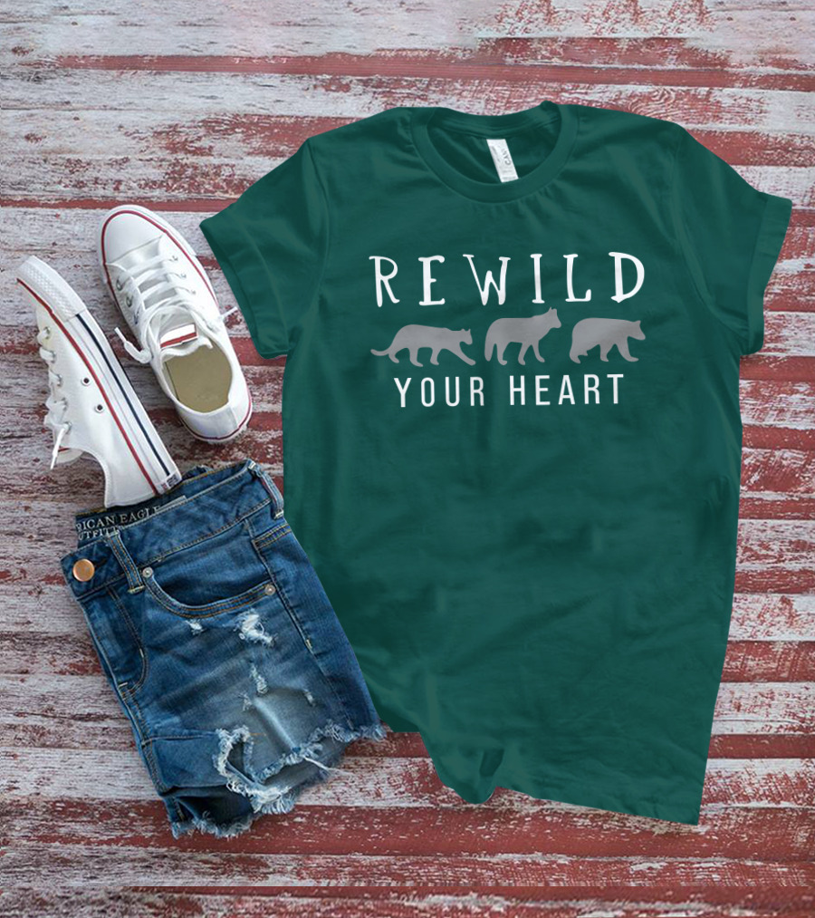 Wolf Conservation Center Store Nywolf Shop Rewild Your Heart Katie Hinde Wolves T-Shirt