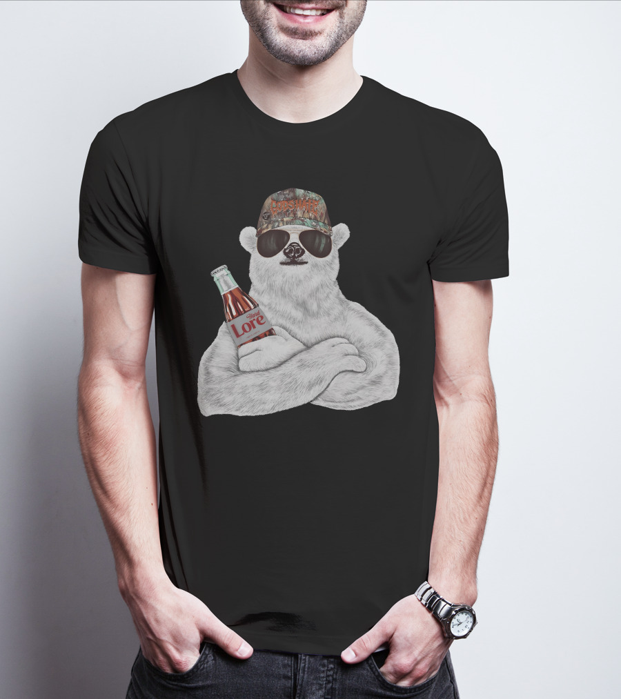 Crosswater Hardlore Polar Bear With Sunglasses And Soda Bottle T-Shirt