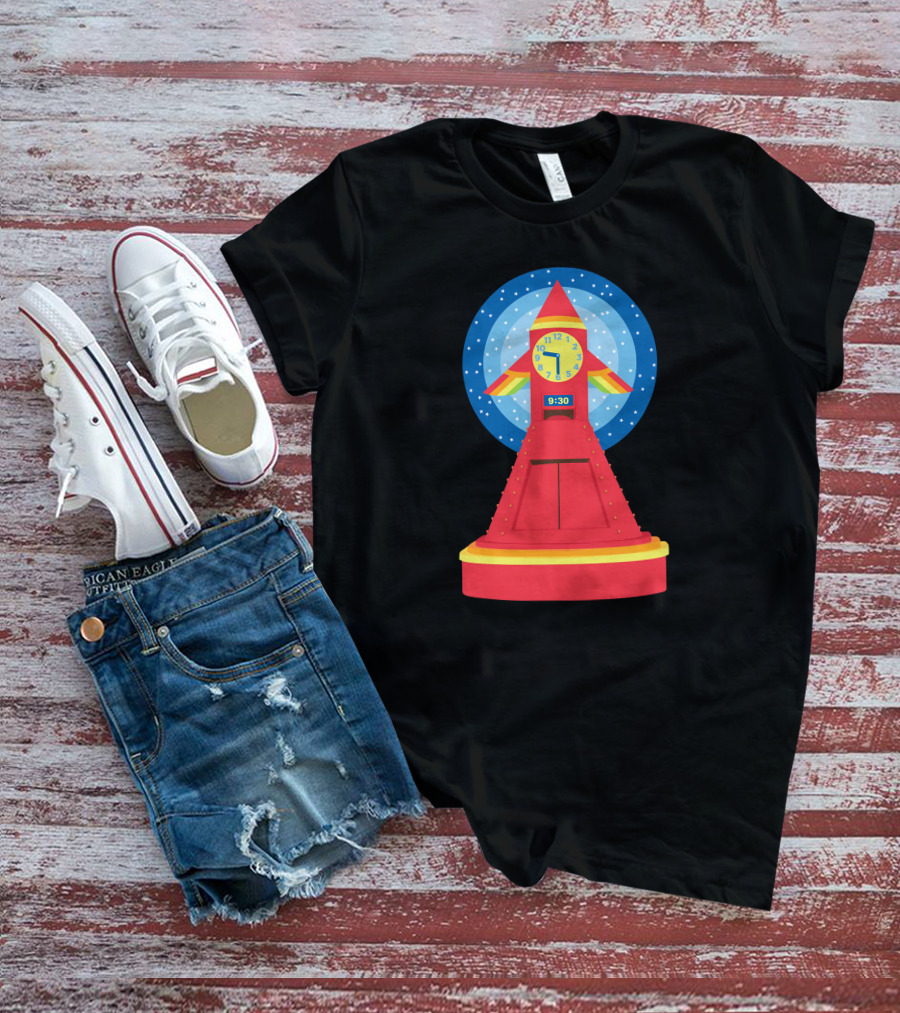 Rocket Clock With Colorful Timer And Starry Background T-Shirt