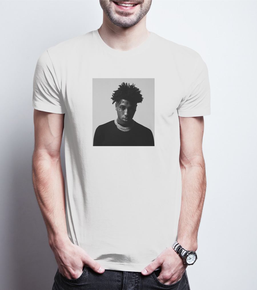 Youngboy Monochrome Portrait Black Sweater Chain T-Shirt