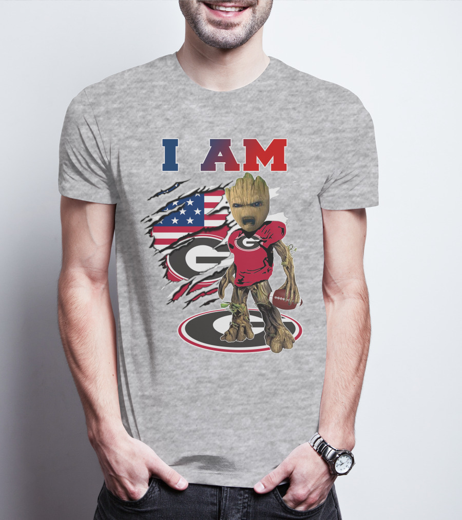 I Am Groot Bulldogs Georgia Football American Flag T-Shirt