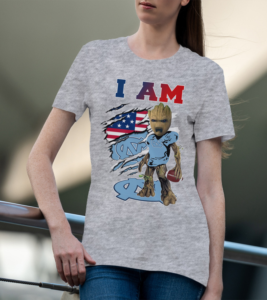 I Am Groot North Carolina Tar Heels Football USA Flag T-Shirt