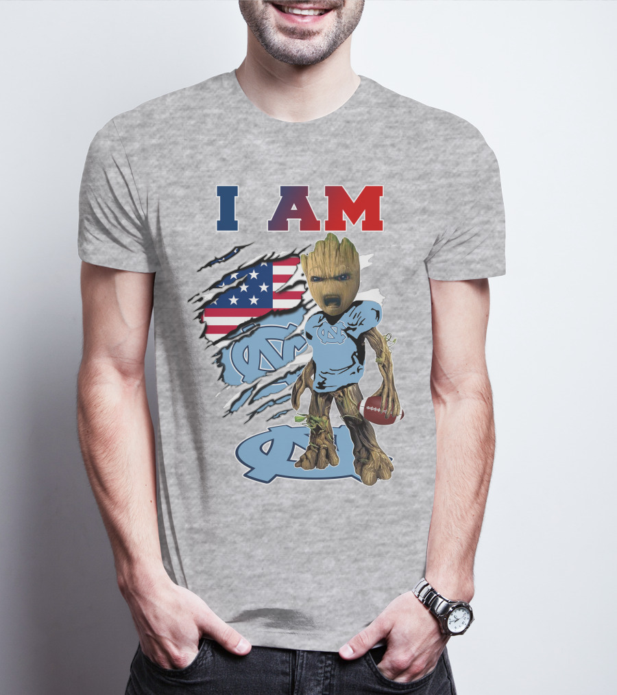 I Am Groot North Carolina Tar Heels Football USA Flag T-Shirt