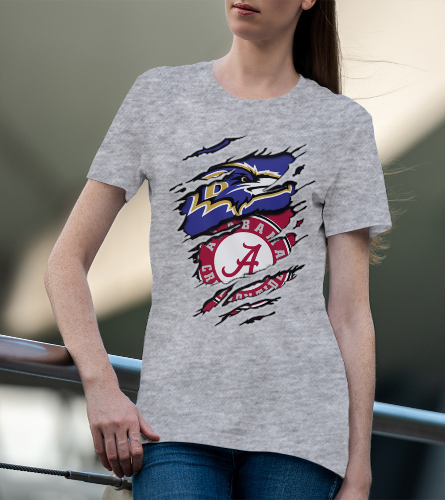 Baltimore Ravens Alabama Crimson Tide Logo Mashup T-Shirt