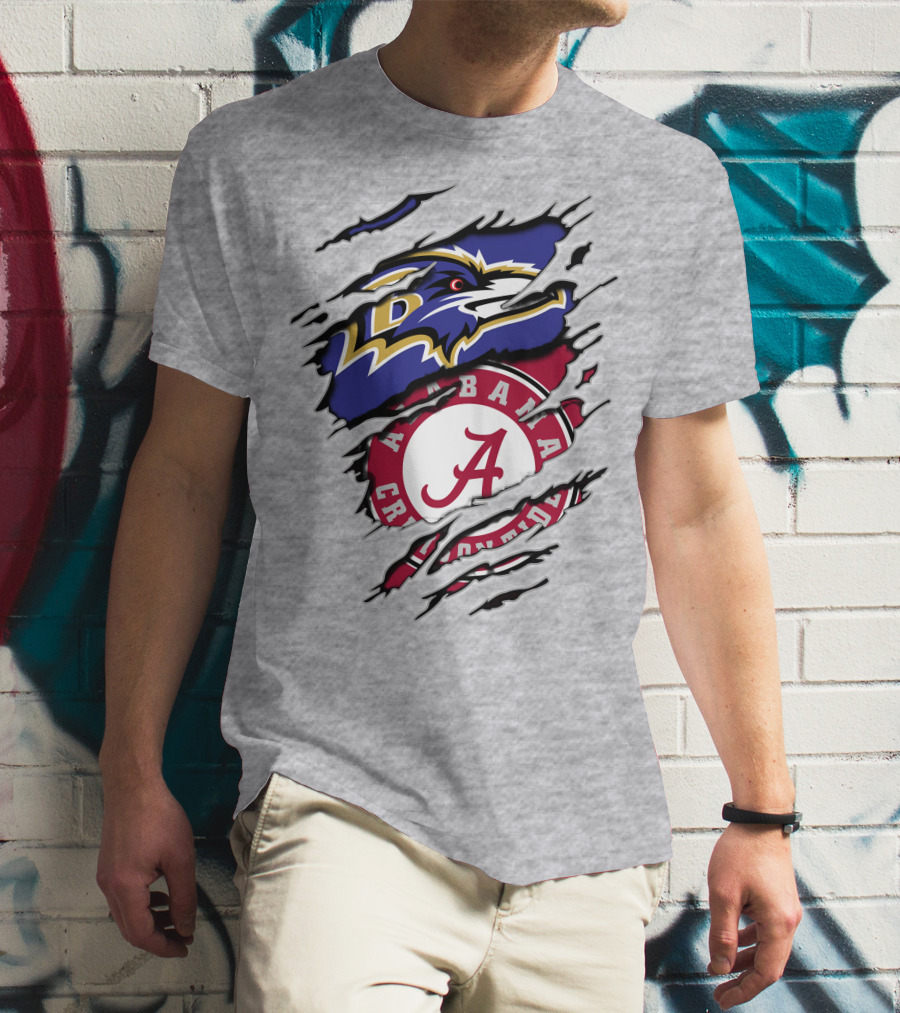 Baltimore Ravens Alabama Crimson Tide Logo Mashup T-Shirt