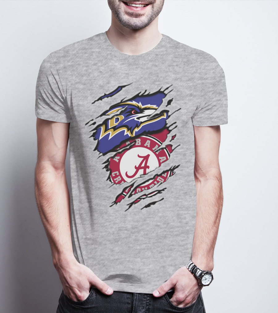 Baltimore Ravens Alabama Crimson Tide Logo Mashup T-Shirt