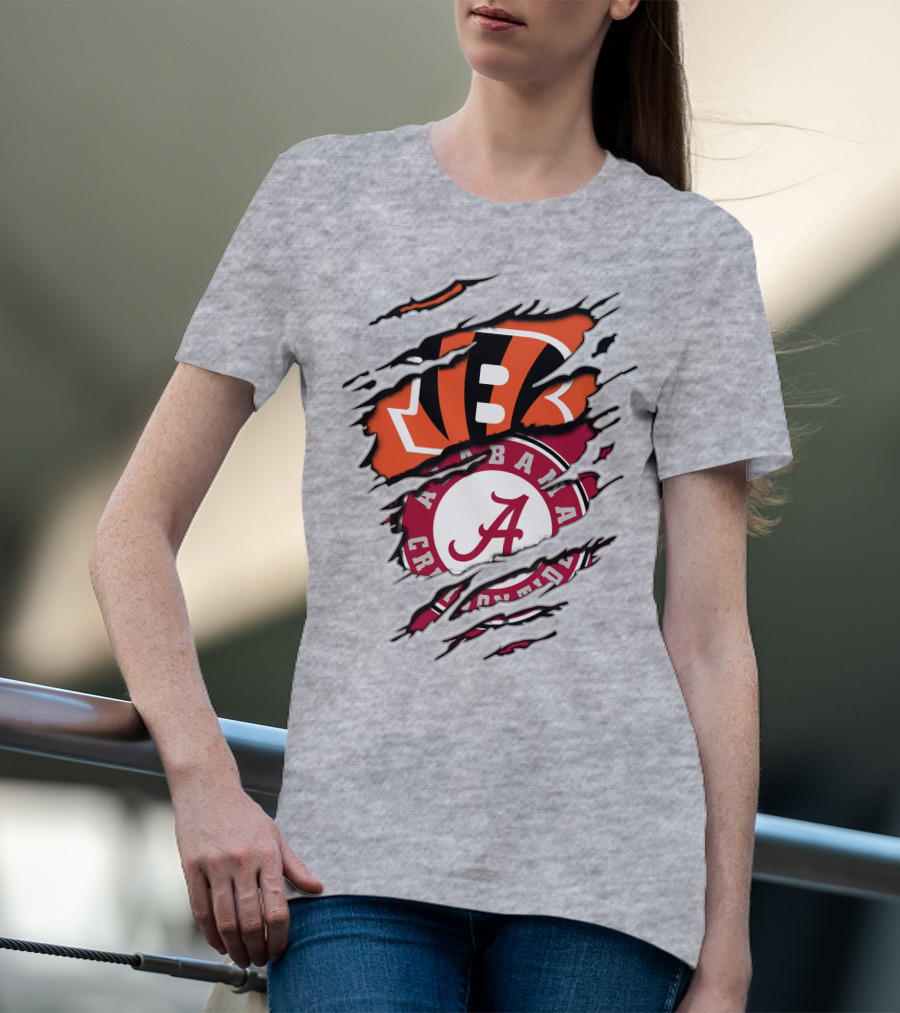 Alabama Crimson Tide Cincinnati Bengals Rip Claw T-Shirt