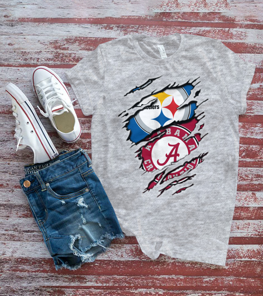 Alabama Crimson Tide Steelers Logo Crossover T-Shirt