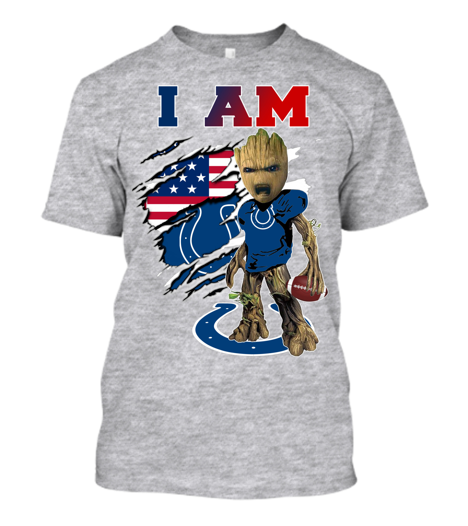 I Am Groot Colts NFL Football USA Flag T-Shirt