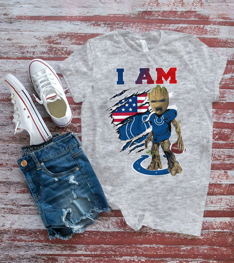 I Am Groot Colts NFL Football USA Flag T-Shirt