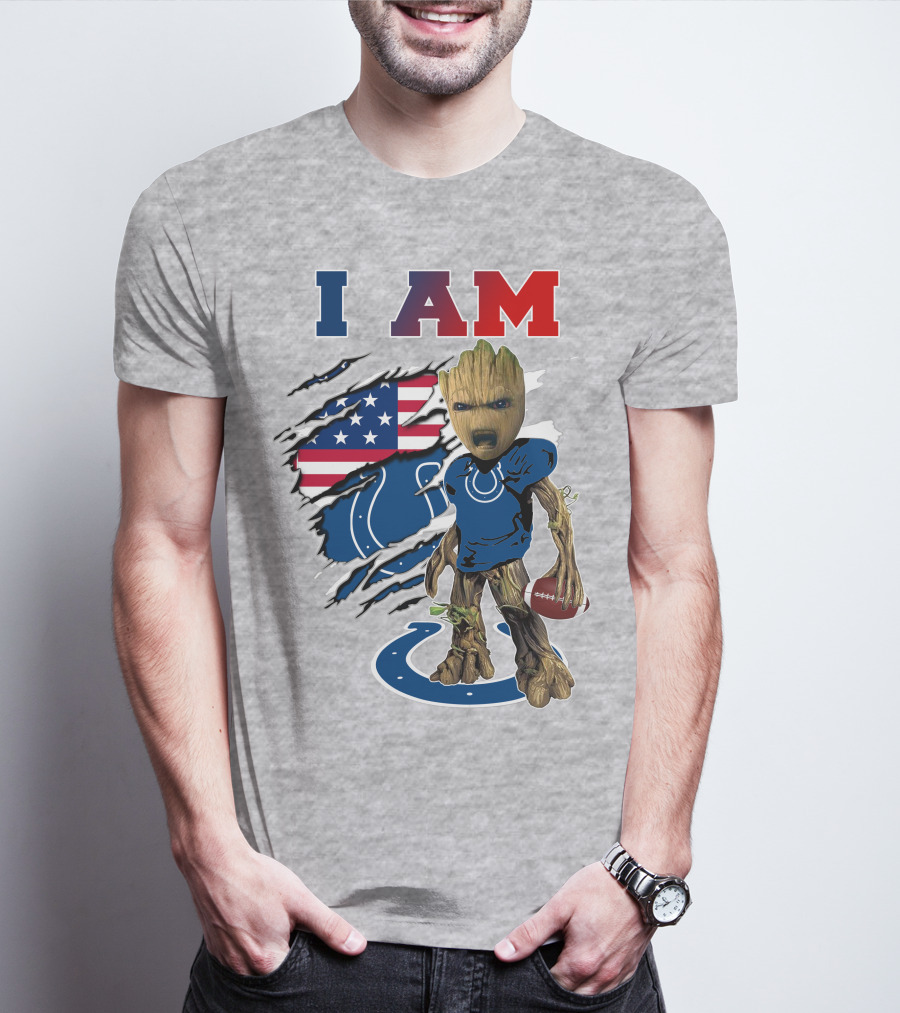 I Am Groot Colts NFL Football USA Flag T-Shirt