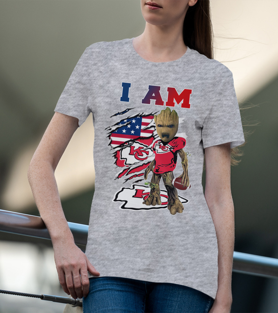 I Am Kc Chiefs Groot Football Usa Flag T-Shirt