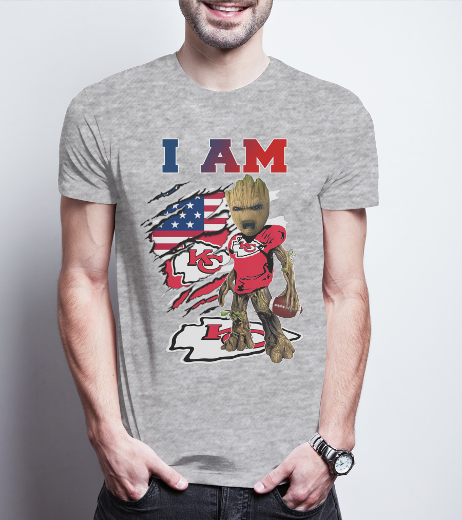 I Am Kc Chiefs Groot Football Usa Flag T-Shirt