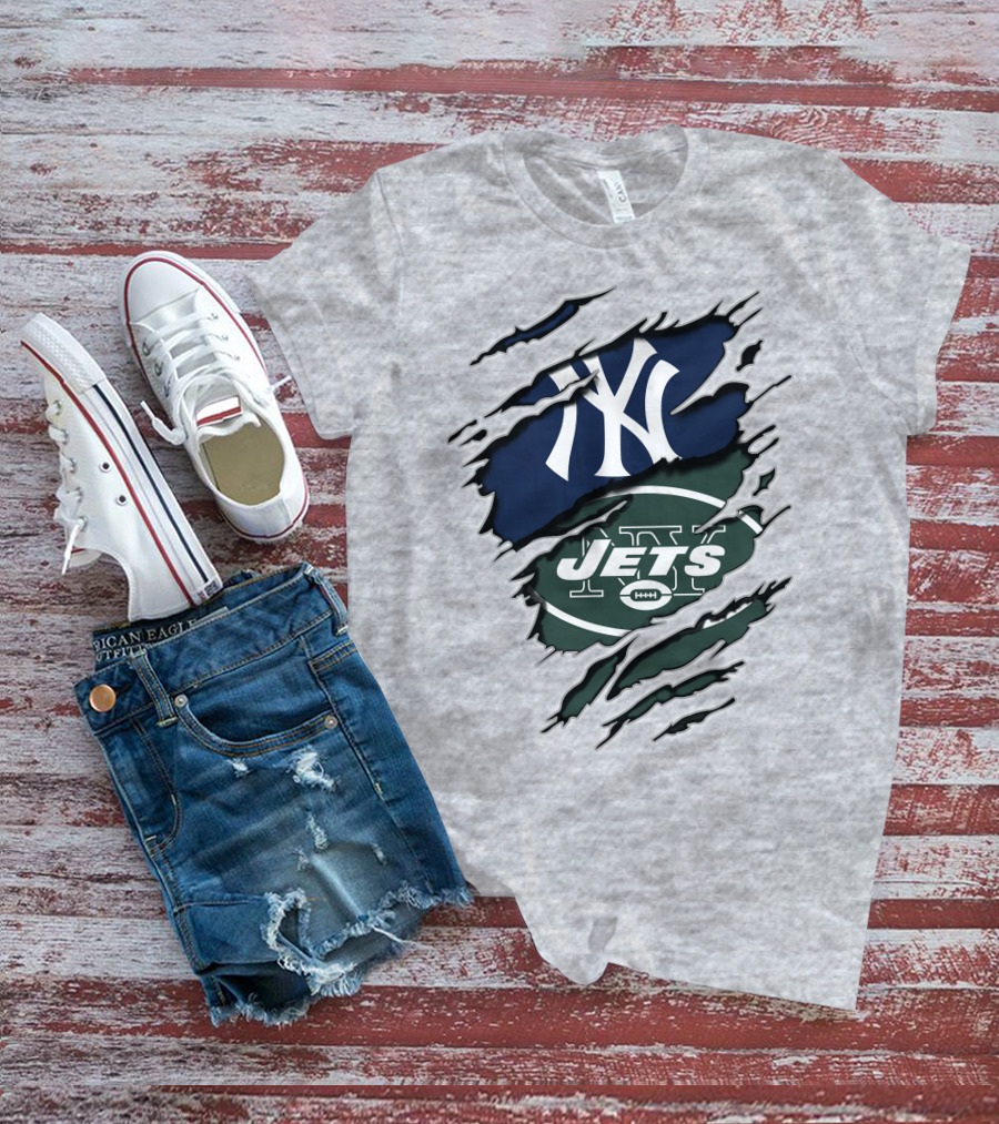 Yankees Jets Logo Mashup Sports T-Shirt