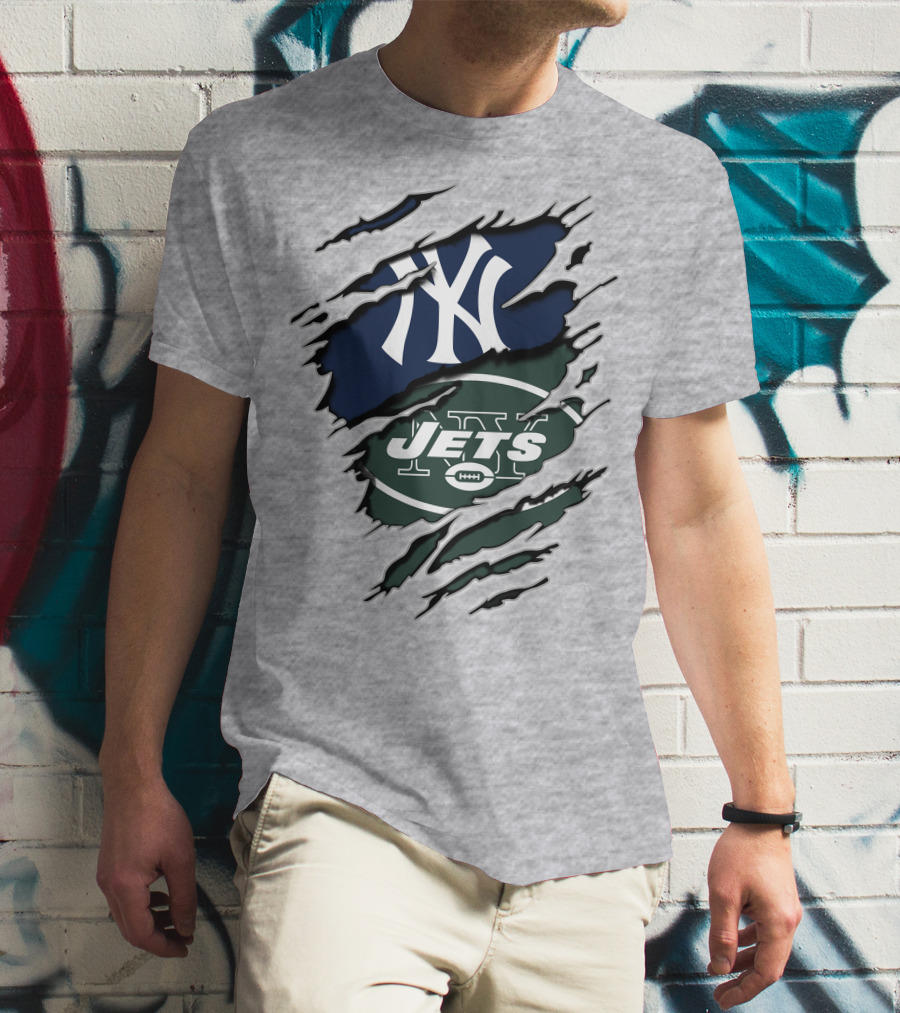 Yankees Jets Logo Mashup Sports T-Shirt