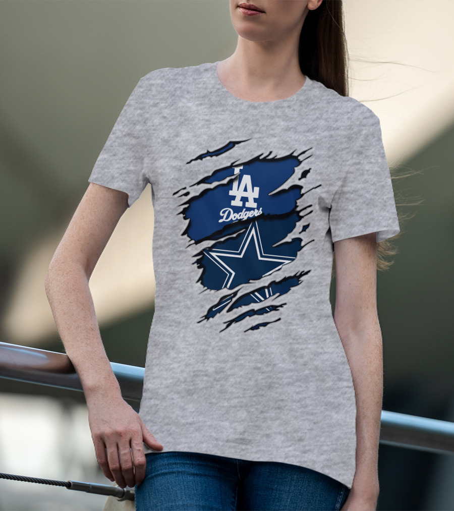 Los Angeles Dodgers Dallas Cowboys Logo Fusion T-Shirt