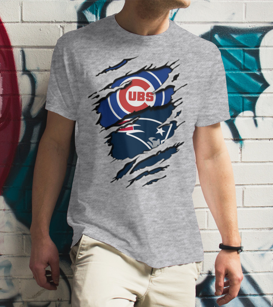 Cubs Patriots Logo Mashup Fan T-Shirt