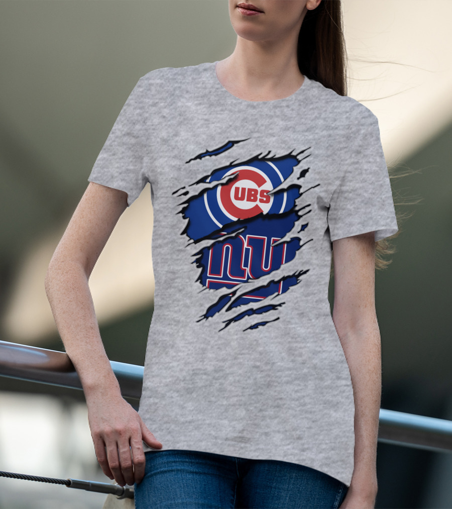 Cubs Giants Logo Fusion Ripped T-Shirt