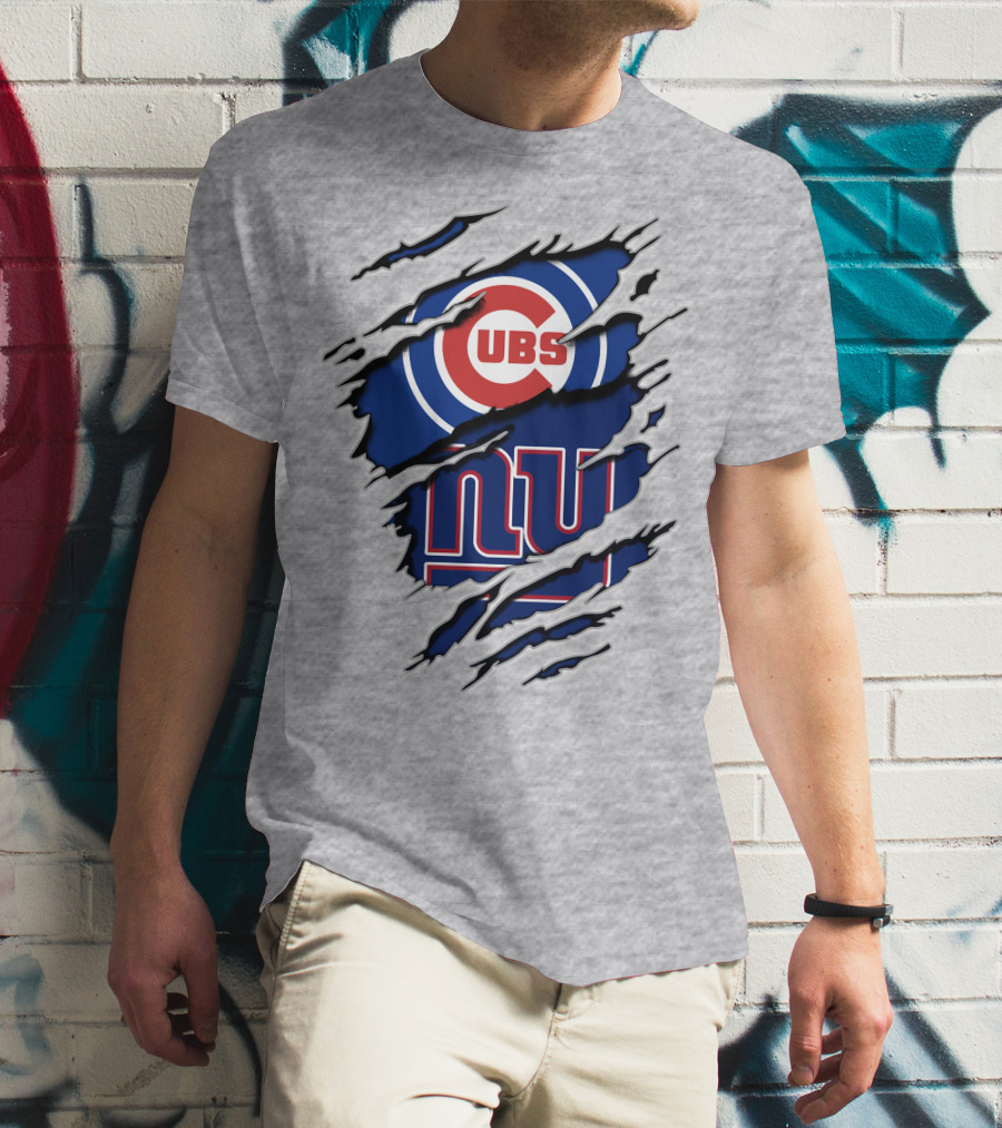 Cubs Giants Logo Fusion Ripped T-Shirt