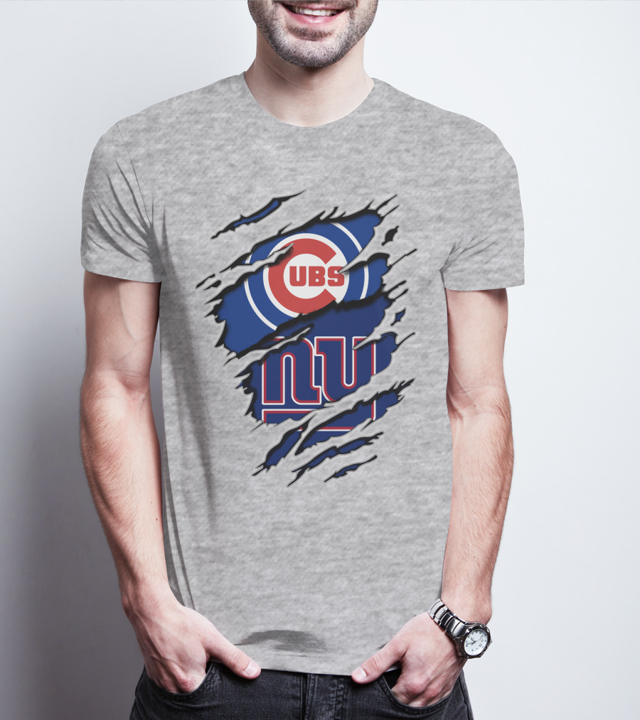 Cubs Giants Logo Fusion Ripped T-Shirt