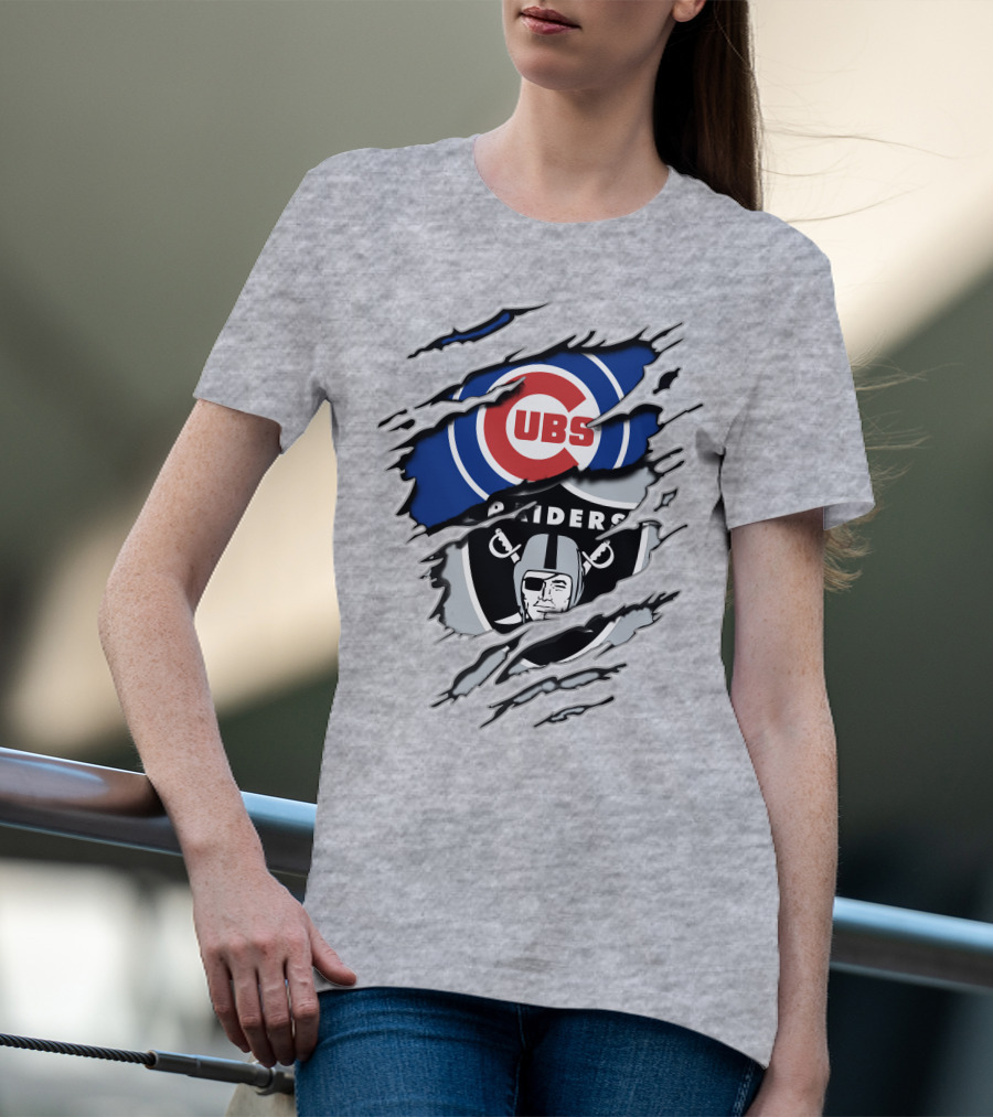 Cubs Raiders Logo Mashup T-Shirt