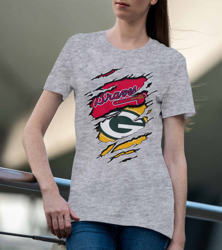 Braves Packers Torn Logo Mashup T-Shirt