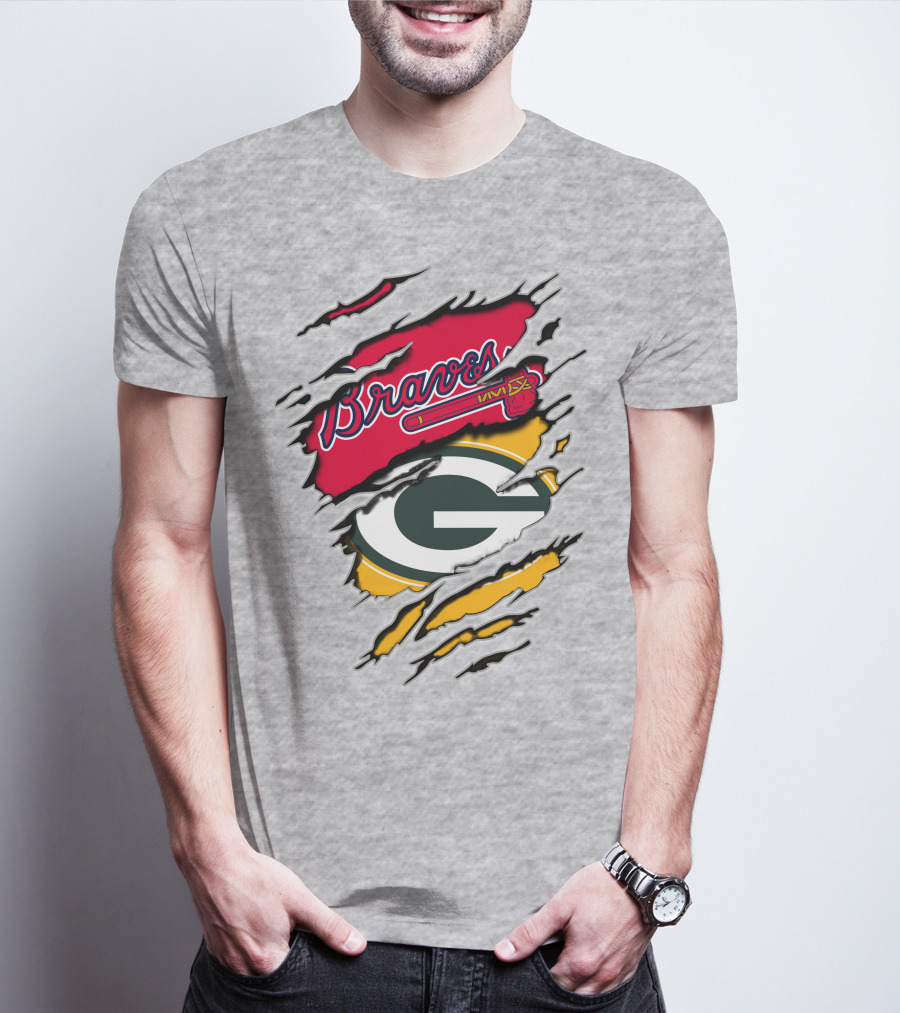 Braves Packers Torn Logo Mashup T-Shirt