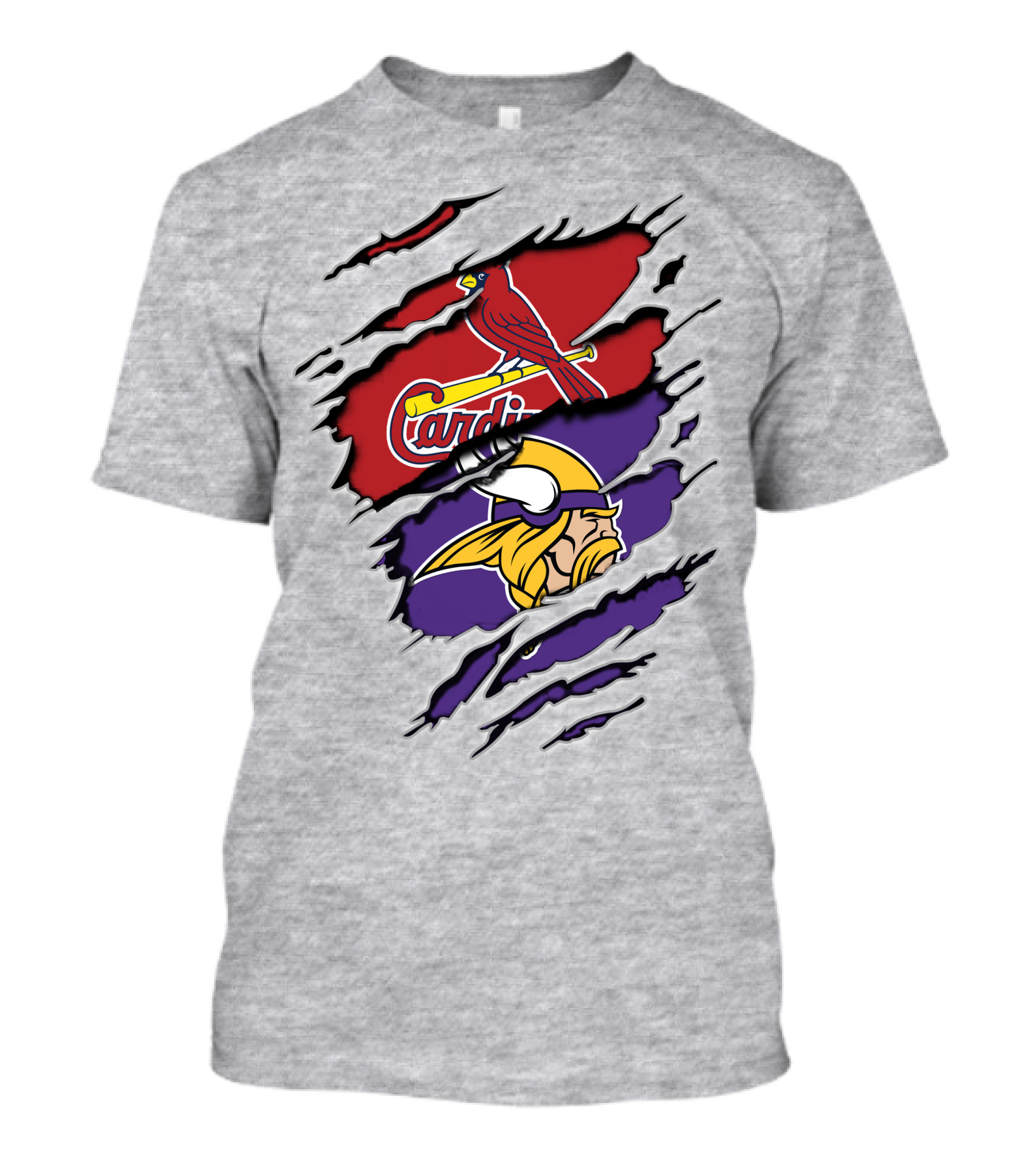 Minnesota Vikings And Arizona Cardinals Logo Crossover T-Shirt