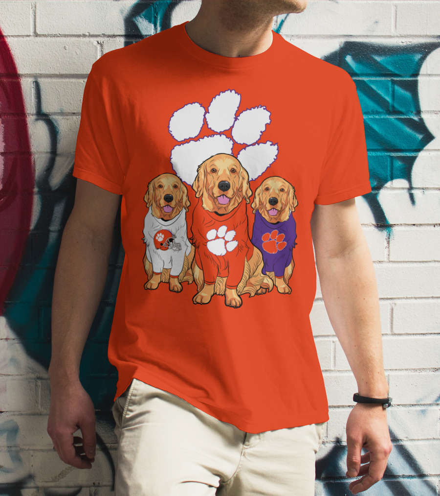 Clemson Tigers Golden Retrievers Trio T-Shirt