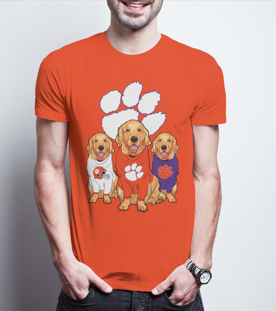 Clemson Tigers Golden Retrievers Trio T-Shirt