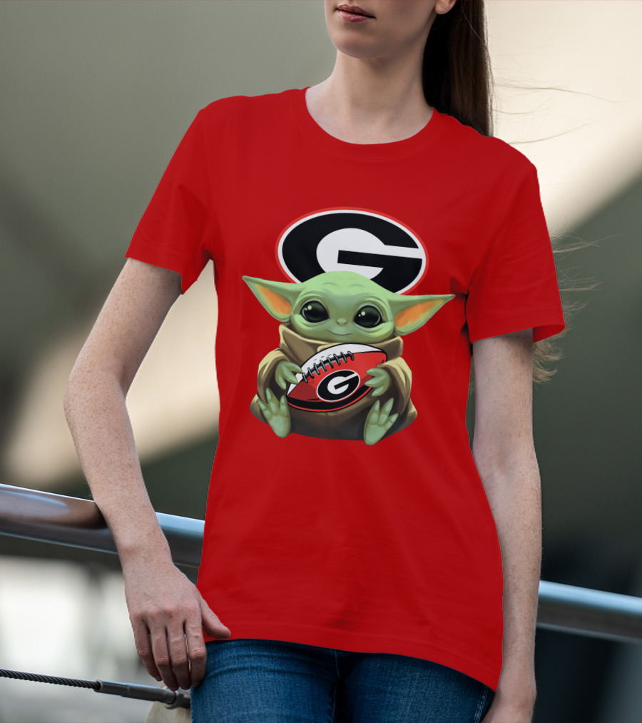 Baby Yoda Georgia Bulldogs Football Fan T-Shirt