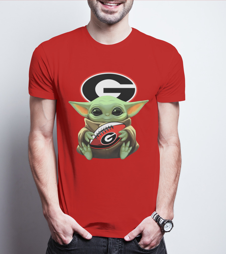 Baby Yoda Georgia Bulldogs Football Fan T-Shirt