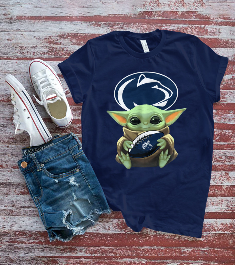 Baby Yoda Nittany Lions Football Fan T-Shirt
