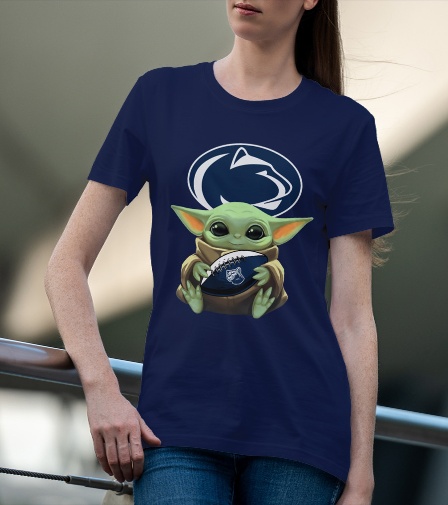 Baby Yoda Nittany Lions Football Fan T-Shirt