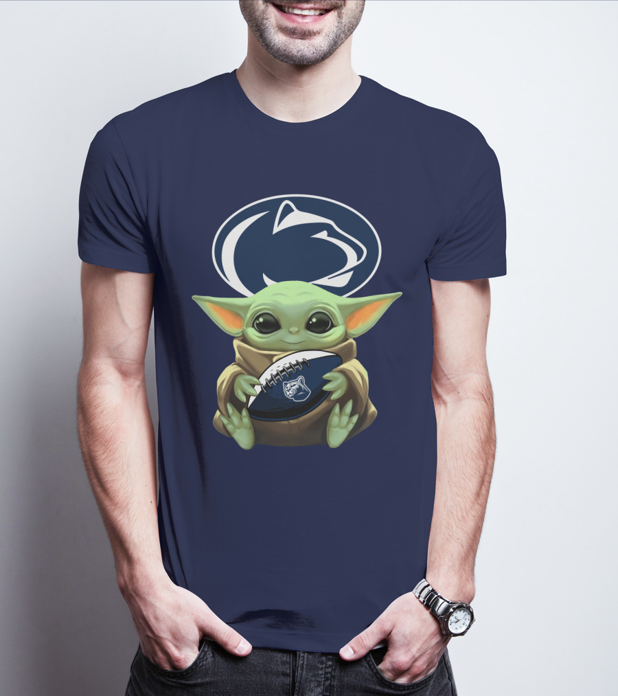 Baby Yoda Nittany Lions Football Fan T-Shirt