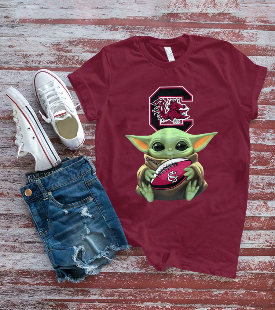Baby Yoda Gamecocks South Carolina Football Fan T-Shirt