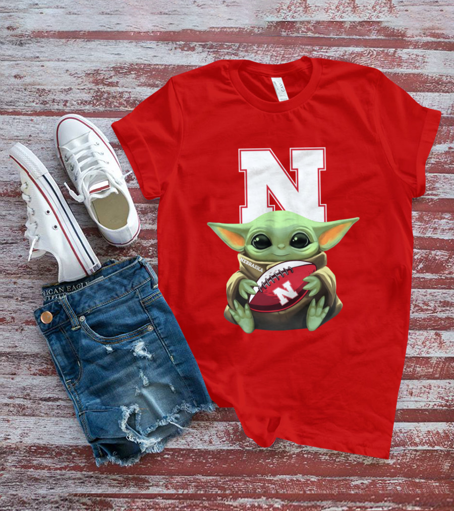 Baby Yoda Nebraska Cornhuskers Football Fan Icon With N T-Shirt