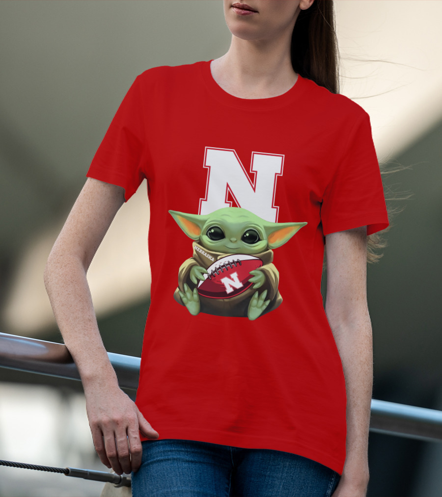Baby Yoda Nebraska Cornhuskers Football Fan Icon With N T-Shirt