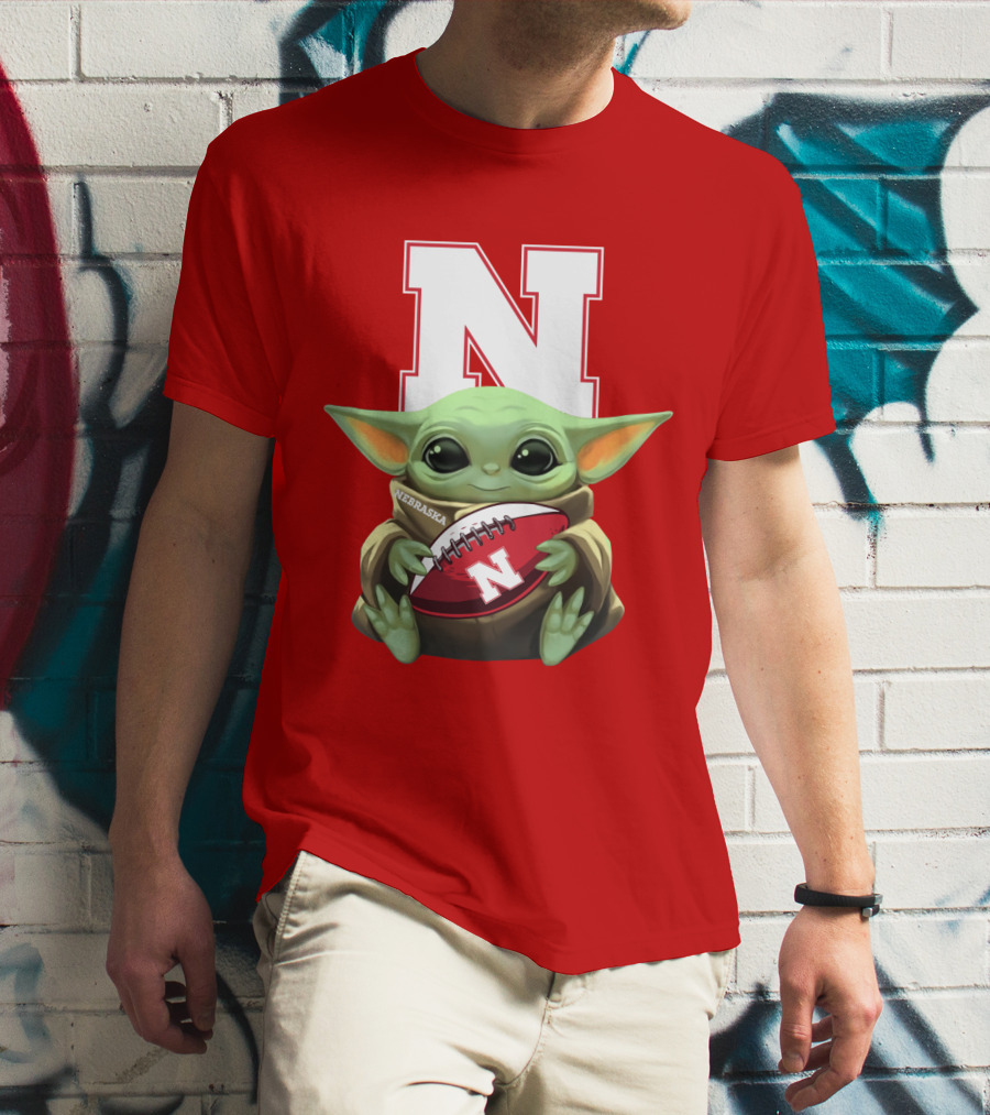 Baby Yoda Nebraska Cornhuskers Football Fan Icon With N T-Shirt