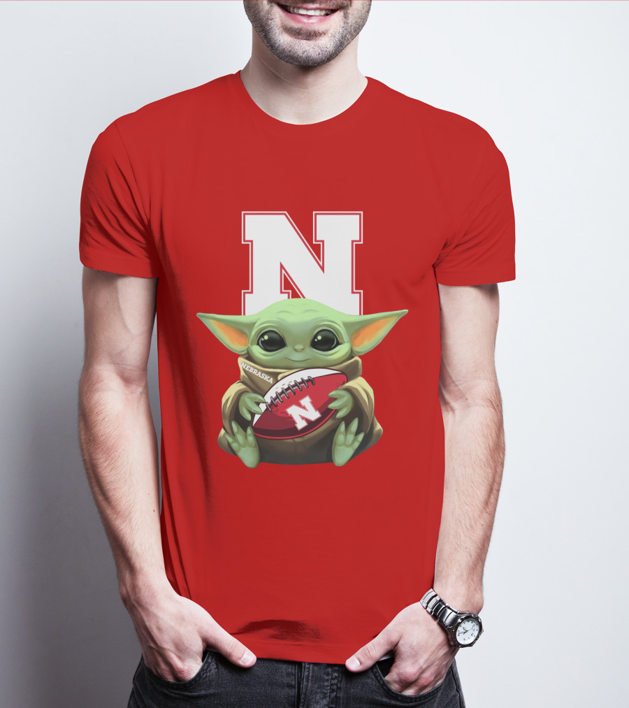 Baby Yoda Nebraska Cornhuskers Football Fan Icon With N T-Shirt