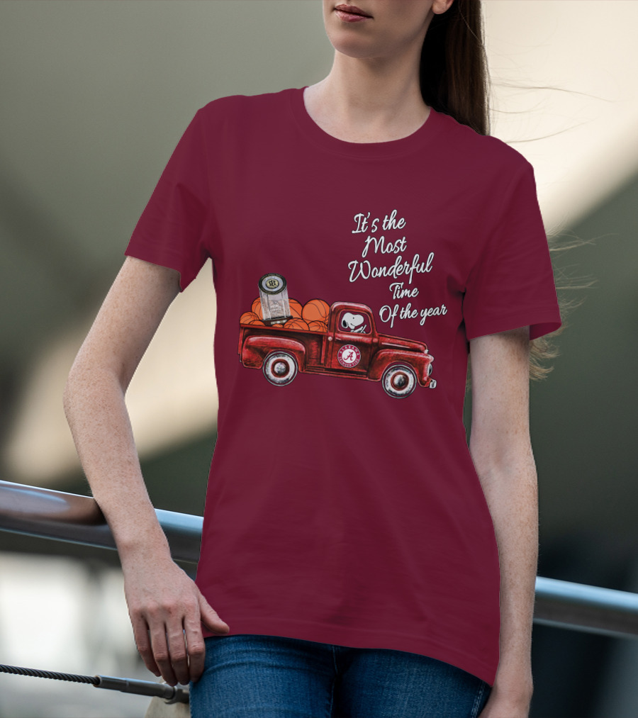 It's The Most Wonderful Time Of The Year Alabama Crimson Tide Basketball Snoopy RTJ Memorial Stadium Red Truck T-Shirt