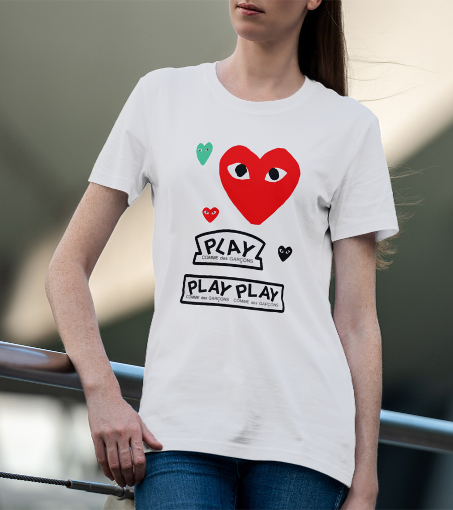 PLAY Comme Des Garçons Heart Faces T-Shirt