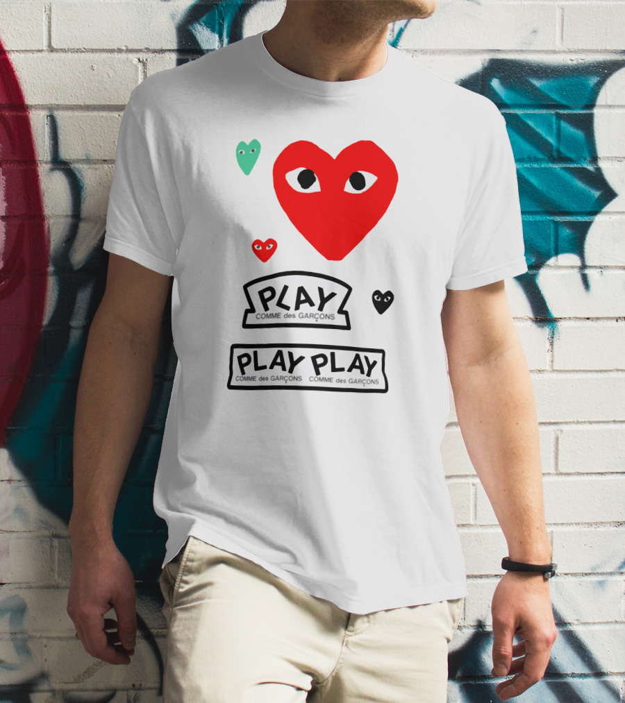 PLAY Comme Des Garçons Heart Faces T-Shirt