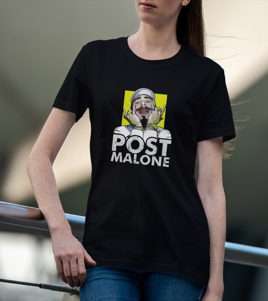 Post Malone Smiling In Yellow Background T-Shirt