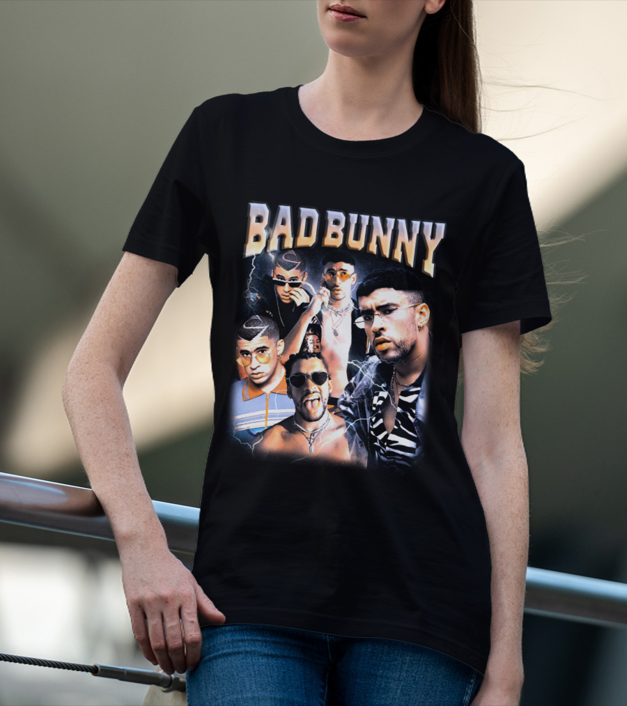 Bad Bunny Style Evolution Lightning Collage T-Shirt