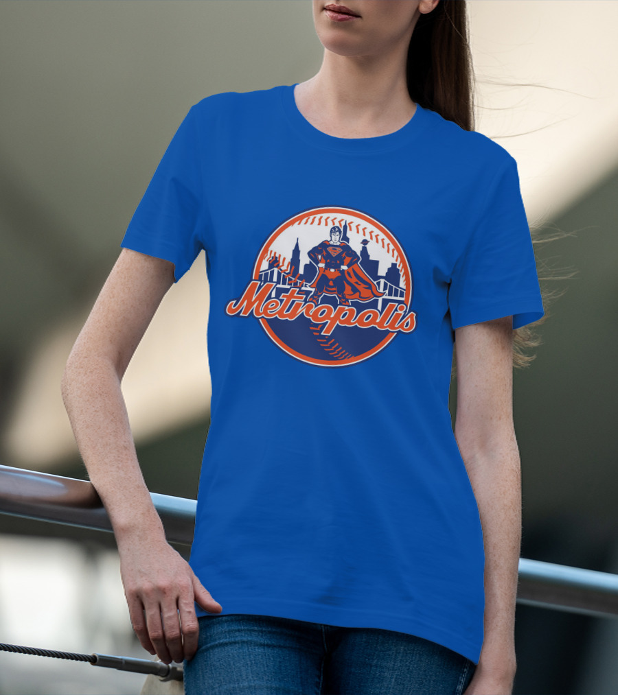 Metropolis Superman NY Baseball Skyline T-Shirt