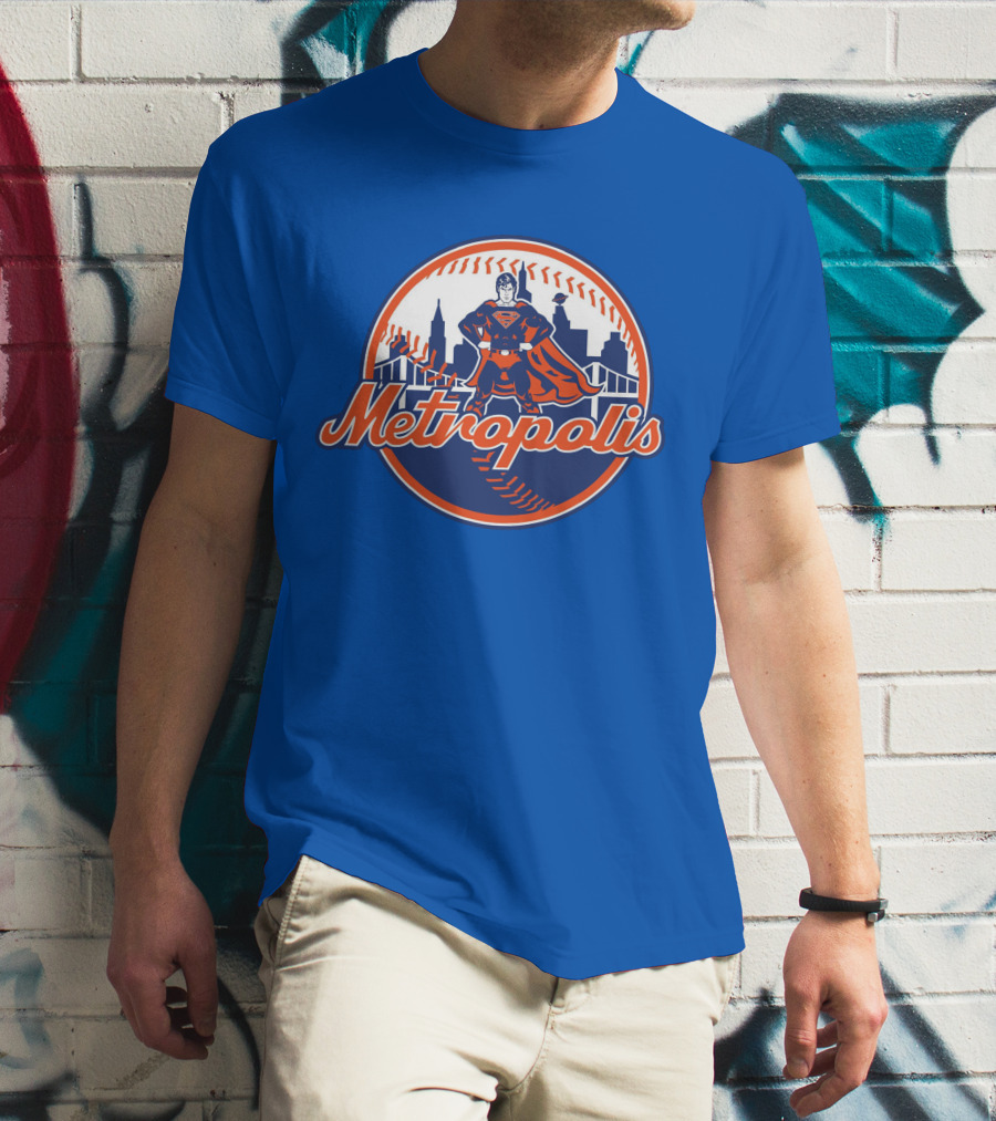 Metropolis Superman NY Baseball Skyline T-Shirt