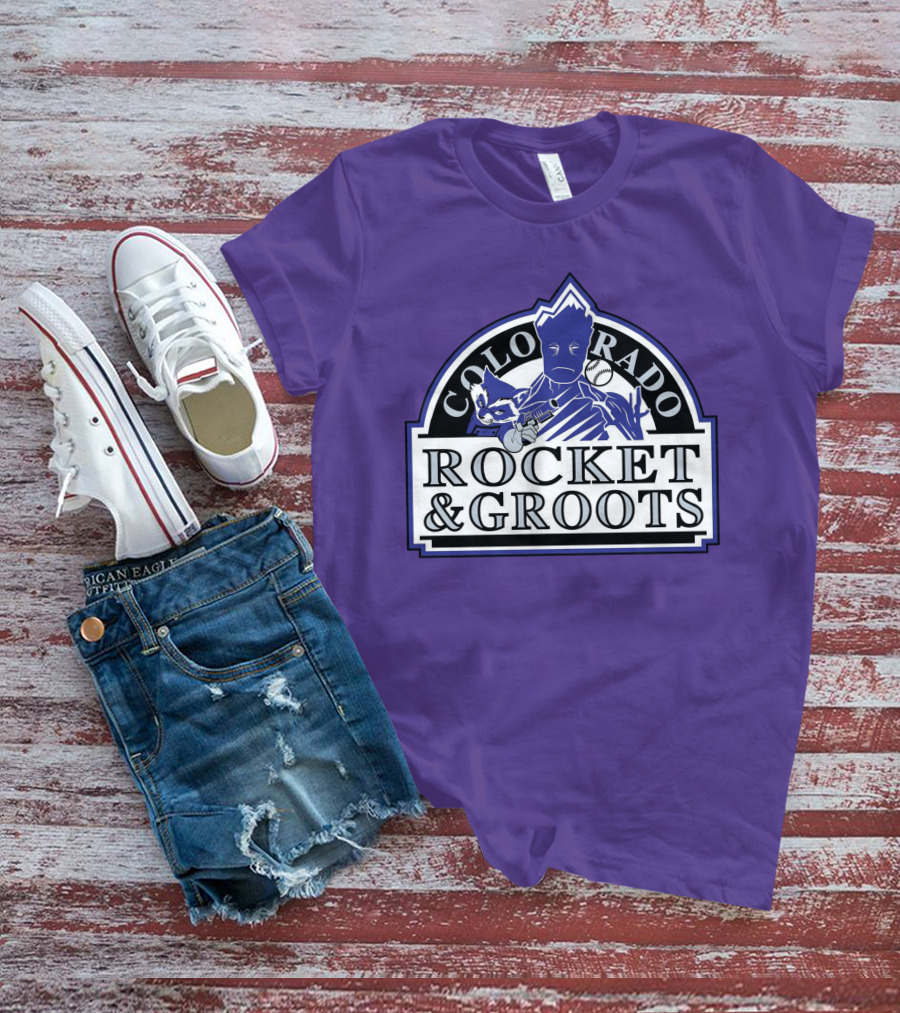 Colorado Rocket And Groots MLB Baseball Crossover T-Shirt