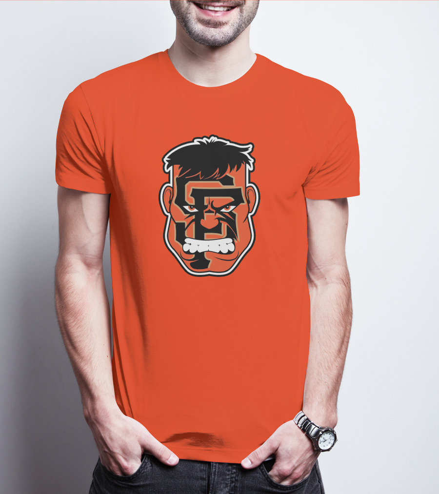 SF Giants Hulk Rage Face Orange T-Shirt