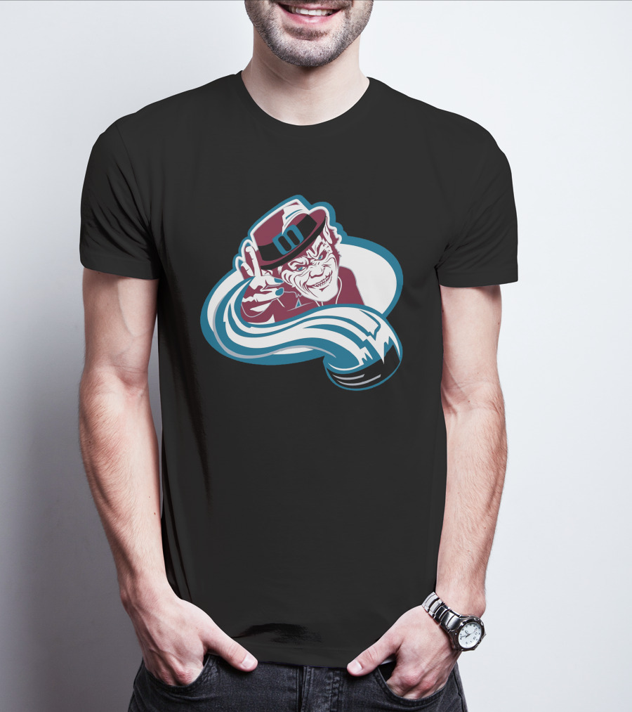 Colorado Leprechauns Hockey Icon With Avalanche Style And Logo Elements T-Shirt